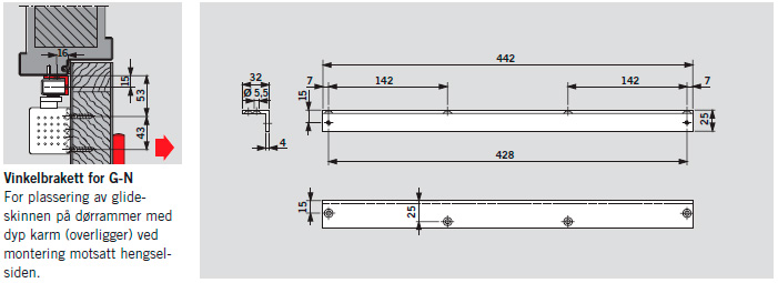 Dorma TS93 vinkelbrakett.