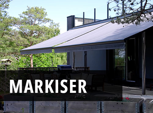 Vi har alt av markiser; vindusmarkiser, terrassemarkiser mm.
