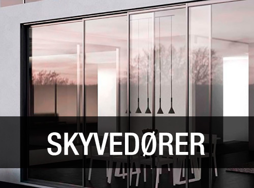 Vi har stort utvalg skyvedører i glass og aluminium.
